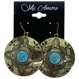 Mi Amore Antiqued Dangle-Earrings Gold-Tone/Blue