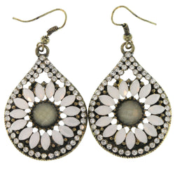 Silver-Tone & White Metal Dangle-Earrings With Crystal Accents