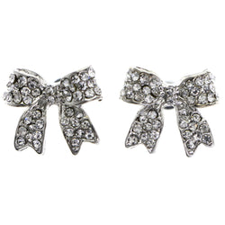 Mi Amore Bow Post-Earrings Silver-Tone