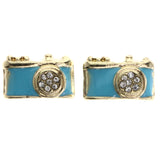 Mi Amore Camera Post-Earrings Blue/Gold-Tone