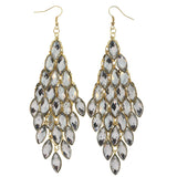 Silver-Tone & Gold-Tone Metal Chandelier-Earrings With Crystal Accents