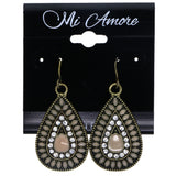 Mi Amore Antiqued Dangle-Earrings Peach/Gold-Tone