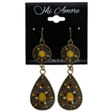 Mi Amore Antiqued Flower Dangle-Earrings Gold-Tone & Yellow