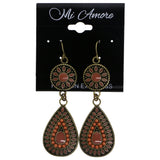 Mi Amore Antiqued Flower Dangle-Earrings Gold-Tone & Peach