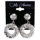 Mi Amore Textured Drop-Dangle-Earrings Silver-Tone