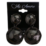 Mi Amore Textured Drop-Dangle-Earrings Dark-Silver