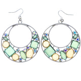 Mi Amore AB Finish Dangle-Earrings Silver-Tone/Green