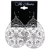 Mi Amore Flower Dangle-Earrings Silver-Tone