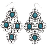 Mi Amore Antiqued Dangle-Earrings Dark-Silver/Blue