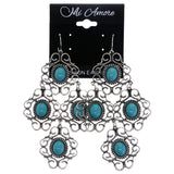 Mi Amore Antiqued Dangle-Earrings Dark-Silver/Blue