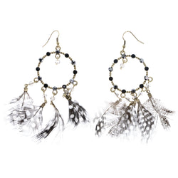 Mi Amore Polka Dot Feather Dangle-Earrings Gold-Tone & Black