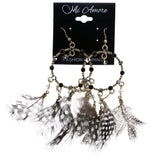 Mi Amore Polka Dot Feather Dangle-Earrings Gold-Tone & Black