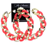 Mi Amore Chain Hoop-Earrings Pink/Gold-Tone