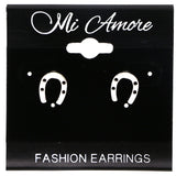 Mi Amore Horseshoe Post-Earrings Silver-Tone