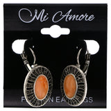 Mi Amore Antiqued Dangle-Earrings Peach/Silver-Tone