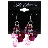 Mi Amore AB Finish Shell Stone Dangle-Earrings Pink & Silver-Tone