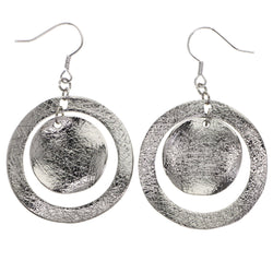 Mi Amore Textured Dangle-Earrings Silver-Tone