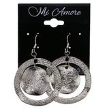 Mi Amore Textured Dangle-Earrings Silver-Tone