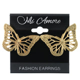 Gold-Tone Metal Butterfly Dangle-Earrings