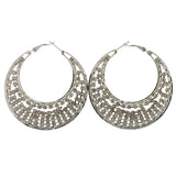 Silver-Tone Metal Hoop-Earrings With Crystal Accents