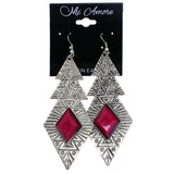 Mi Amore Antiqued Dangle-Earrings Silver-Tone/Pink