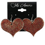 Silver-Tone & Red Metal Heart Dangle-Earrings