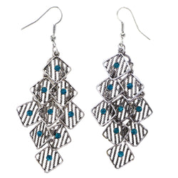 Mi Amore Antiqued Chandelier-Earrings Silver-Tone/Blue