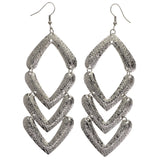 Mi Amore Textured Dangle-Earrings Silver-Tone