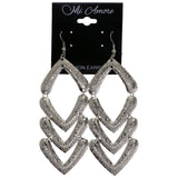 Mi Amore Textured Dangle-Earrings Silver-Tone