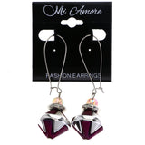 Mi Amore AB Finish Dangle-Earrings Purple/Silver-Tone