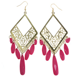 Mi Amore Filigree Dangle-Earrings Gold-Tone/Pink