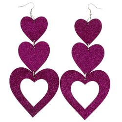 Mi Amore Heart Dangle-Earrings Pink