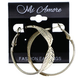 Mi Amore Leaf Hoop-Earrings Gold-Tone