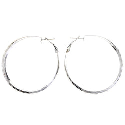 Mi Amore Stripe Hoop-Earrings Silver-Tone