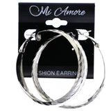 Mi Amore Stripe Hoop-Earrings Silver-Tone