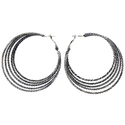 Mi Amore Antiqued Hoop-Earrings Silver-Tone