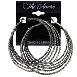 Mi Amore Antiqued Hoop-Earrings Silver-Tone