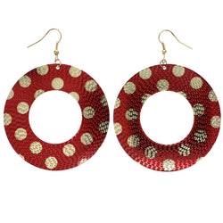 Mi Amore Polka Dot Dangle-Earrings Red/Gold-Tone