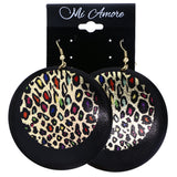 Mi Amore Cheetah Print Dangle-Earrings Black/Multicolor