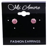 Mi Amore Simple Stud-Earrings Pink/Silver-Tone