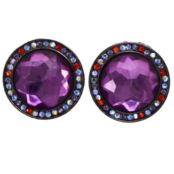 Mi Amore AB Finish Post-Earrings Purple/Multicolor