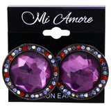 Mi Amore AB Finish Post-Earrings Purple/Multicolor