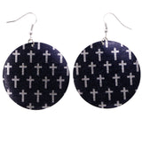 Mi Amore Cross Dangle-Earrings Black/Silver-Tone