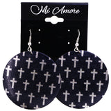 Mi Amore Cross Dangle-Earrings Black/Silver-Tone