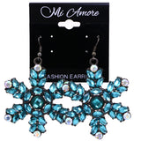 Mi Amore AB Finish Flower Dangle-Earrings Blue & Dark-Silver