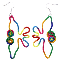 Mi Amore Abstract Rainbow Bird Dangle-Earrings Multicolor