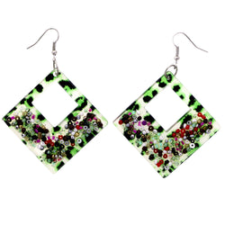 Mi Amore Cheetah Print Dangle-Earrings Green/Multicolor