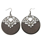 Silver-Tone Metal Dangle-Earrings With Crystal Accents