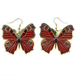 Mi Amore Butterfly Dangle-Earrings Red/Gold-Tone