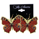 Mi Amore Butterfly Dangle-Earrings Red/Gold-Tone